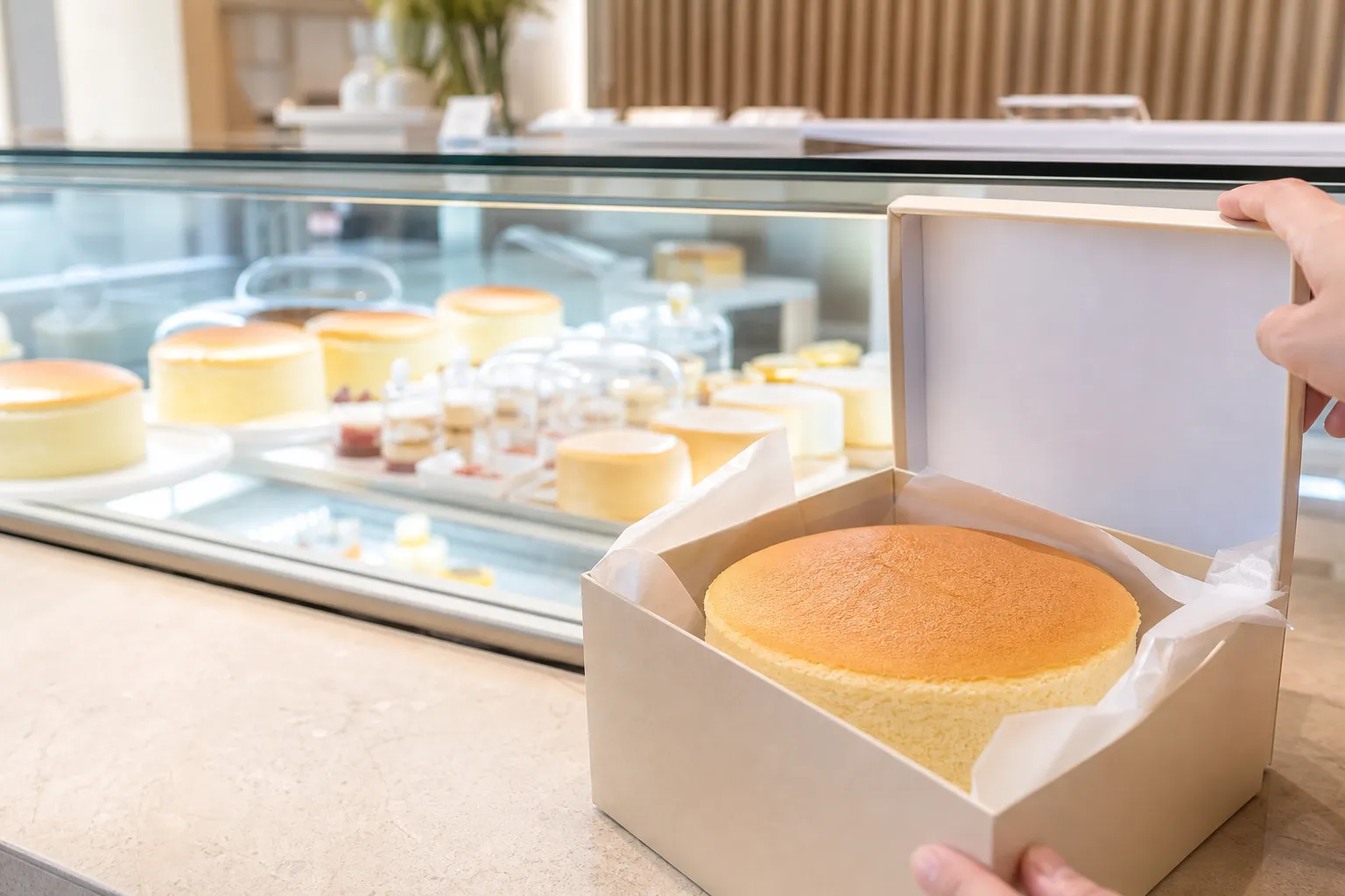 Souffle Cheesecake served in a typical setting