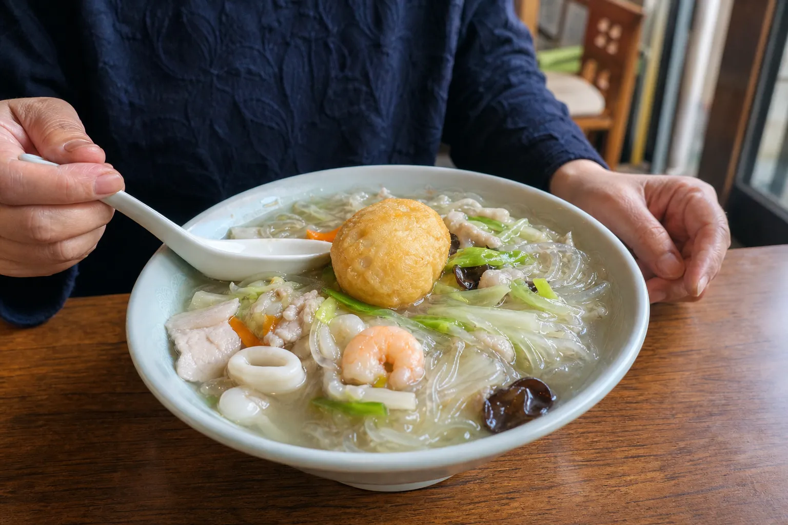 Taipien served in a typical setting