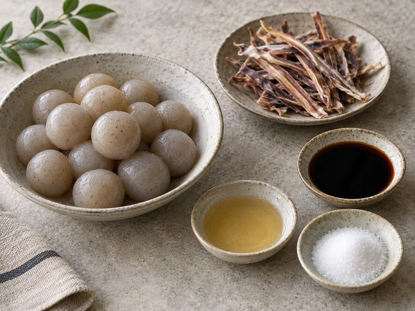 Konjac balls simmering in a large pot of dark soy broth with dried squid at a Yamagata stall