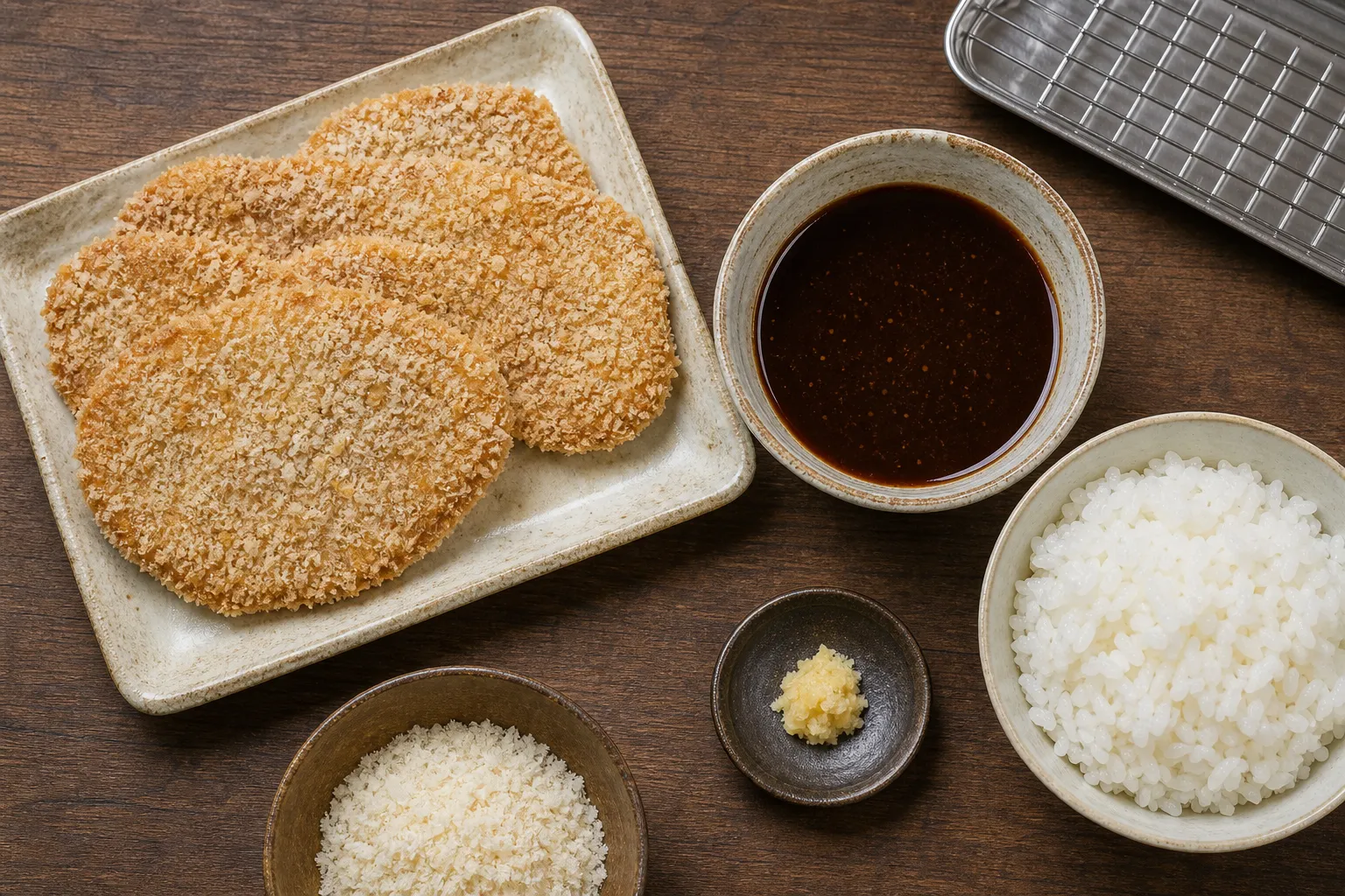 The ingredients and making of tarekatsu-don