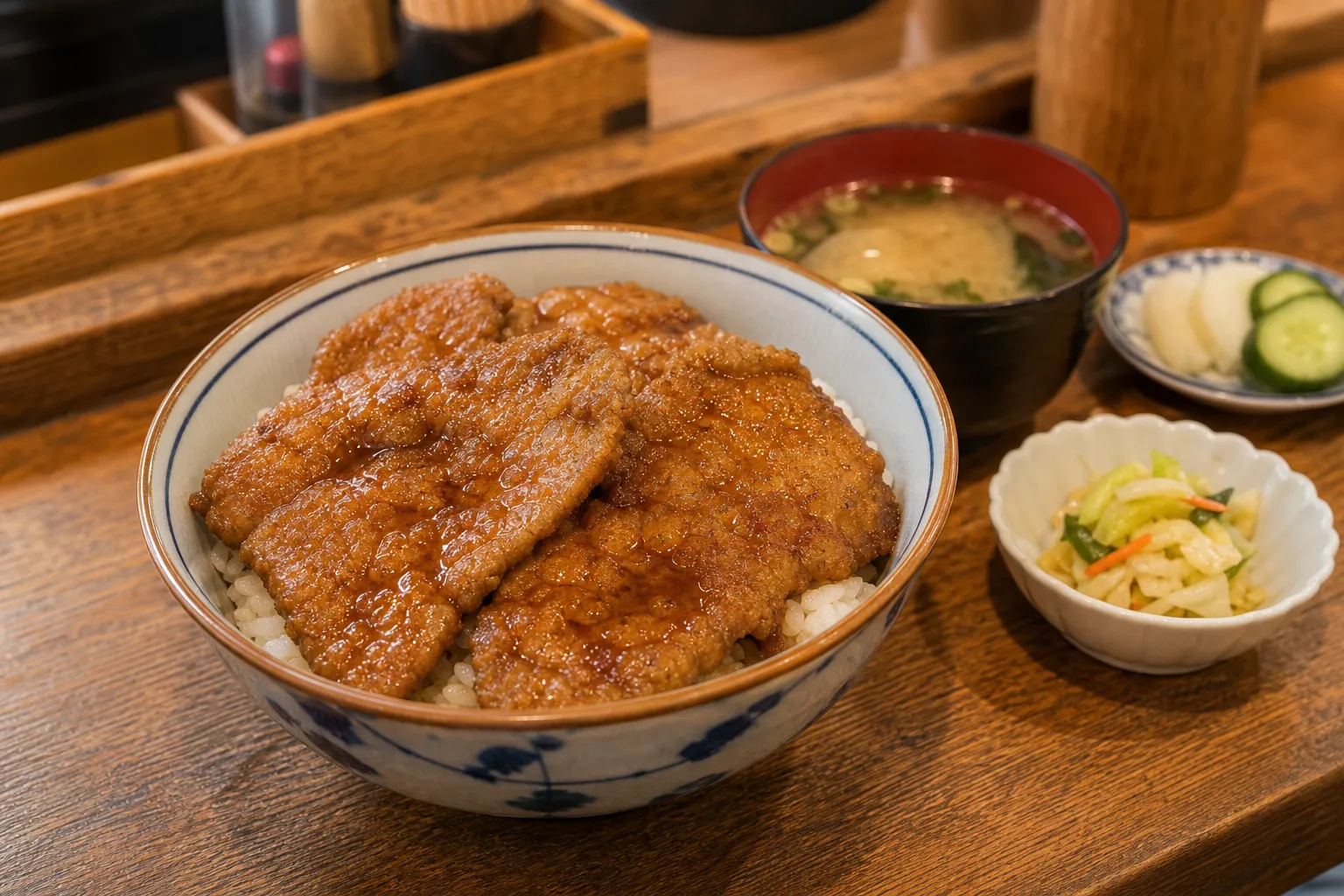 Tarekatsu-don served in a typical Niigata setting