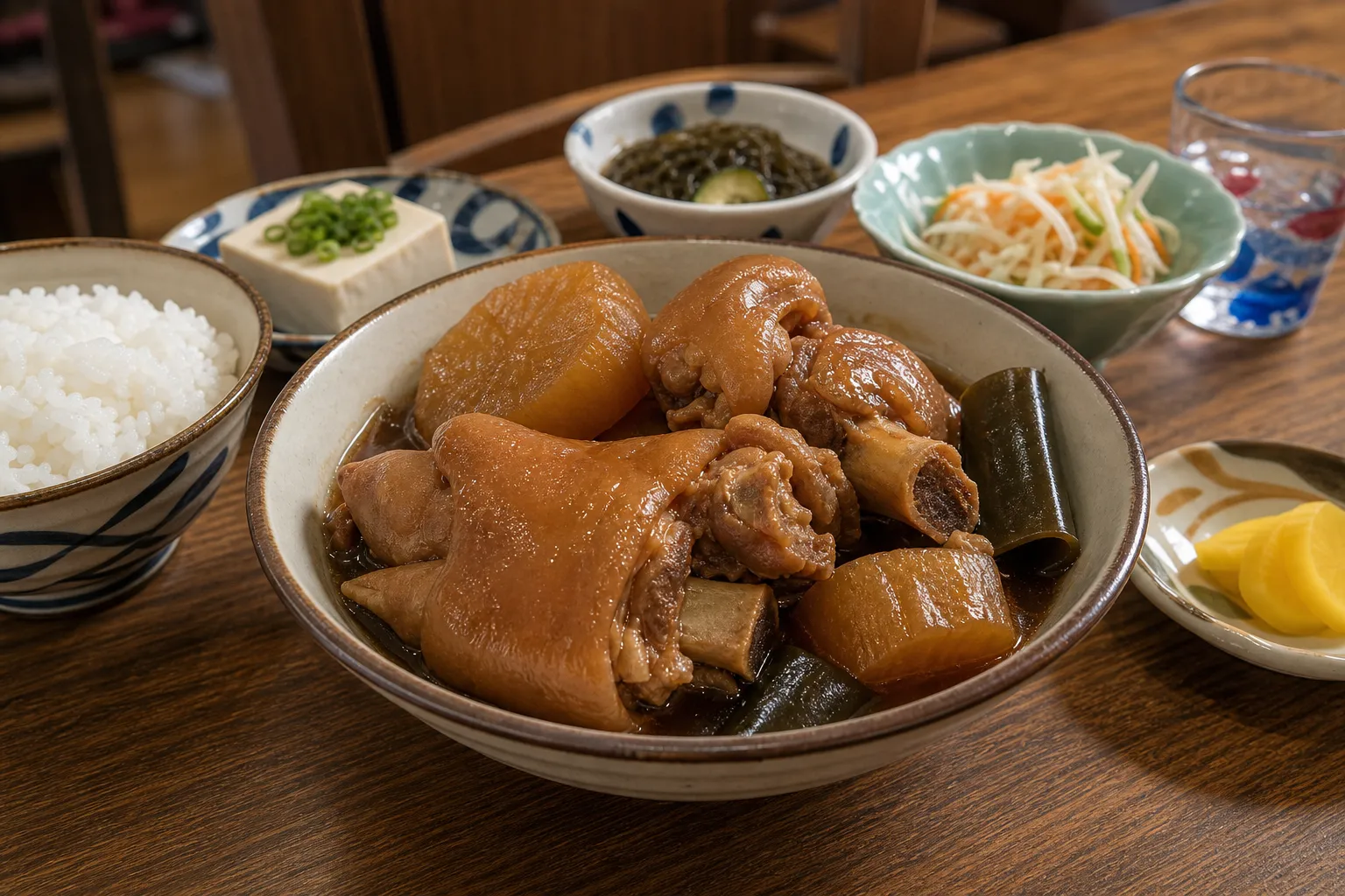 Tebichi served in a typical setting