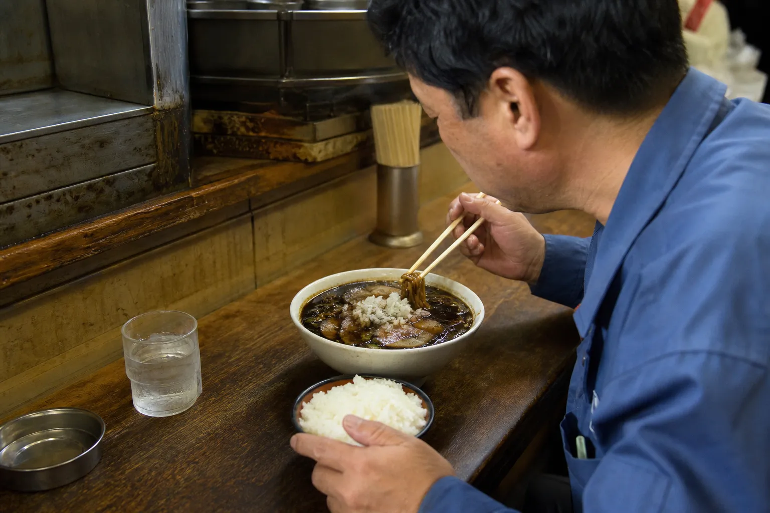 Toyama Black ramen at an old-school Toyama ramen shop