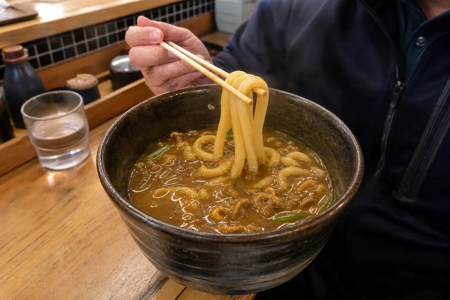 Toyohashi Curry Udon served in a typical setting