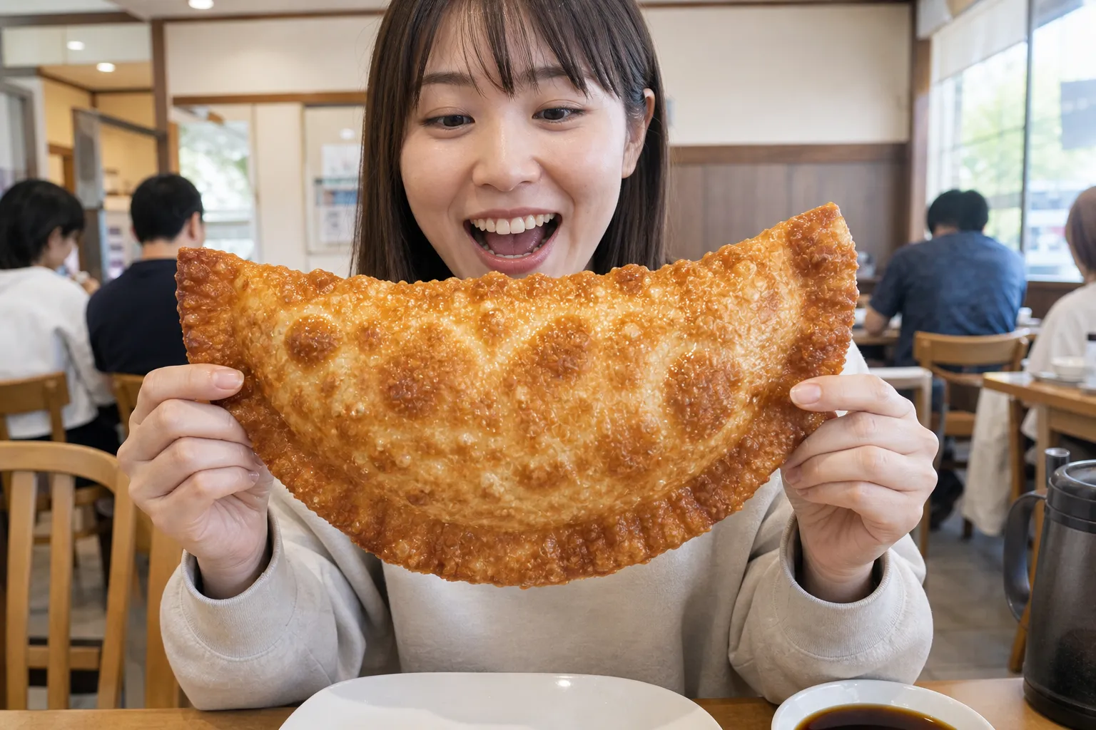 Tsu gyoza — massive deep-fried gyoza on a plate in Tsu city