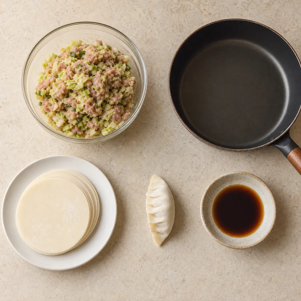 Folding and pan-frying Utsunomiya gyoza
