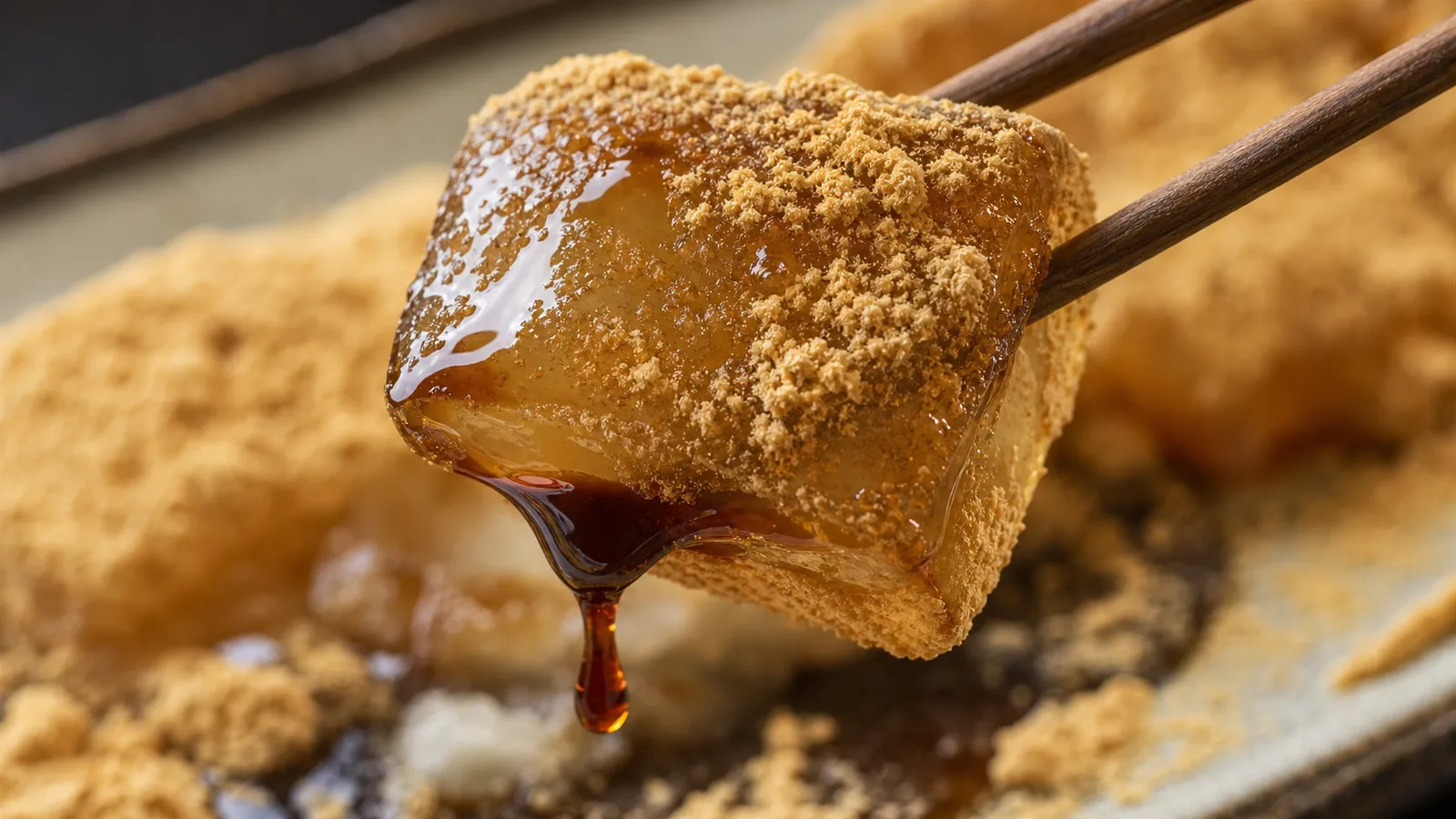 Close-up of Warabimochi