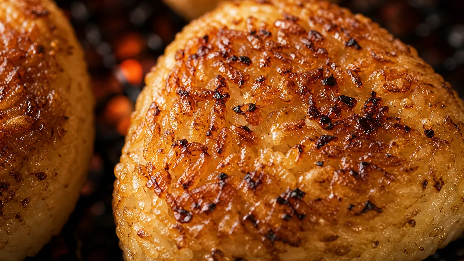 Close-up of Yaki-onigiri