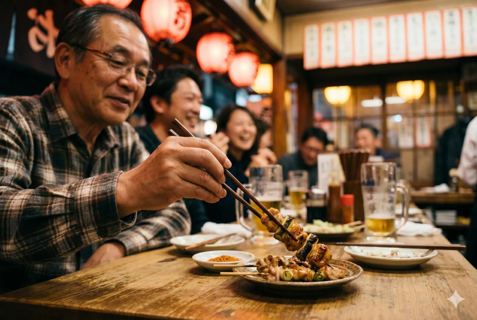 Yakitori served in a typical setting