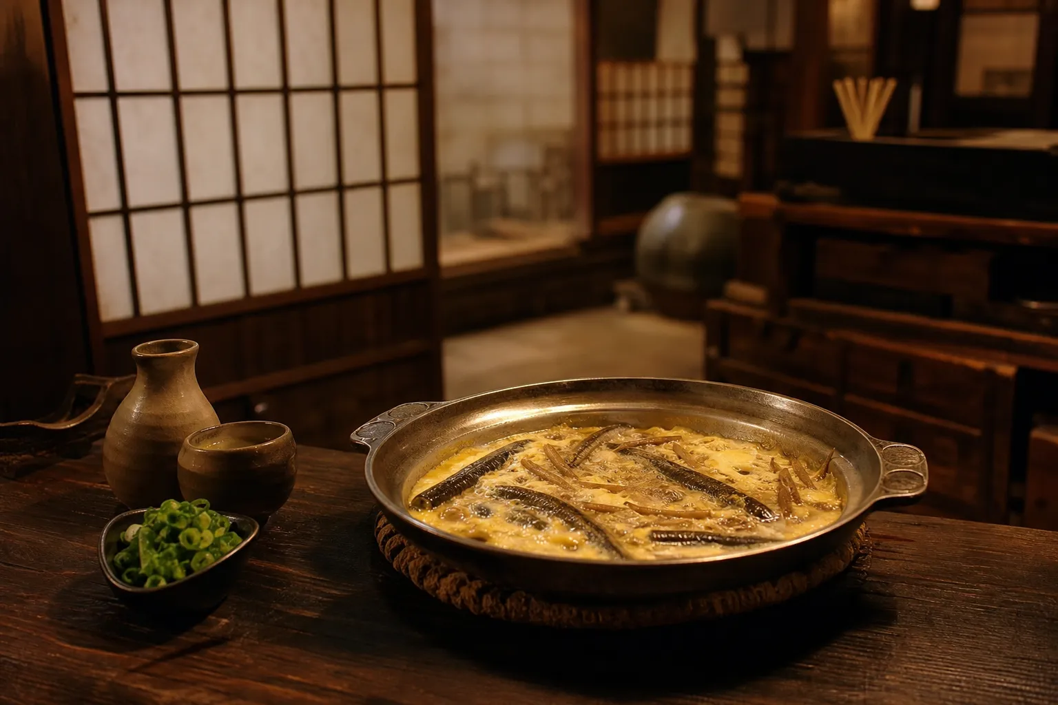 Yanagawa-nabe served in a typical setting