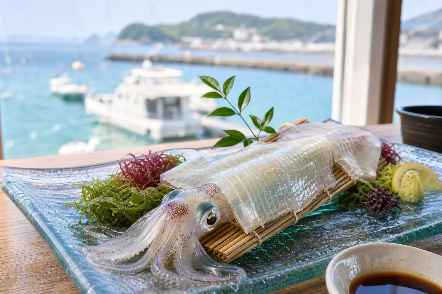 Yobuko harbor with squid restaurants along the waterfront