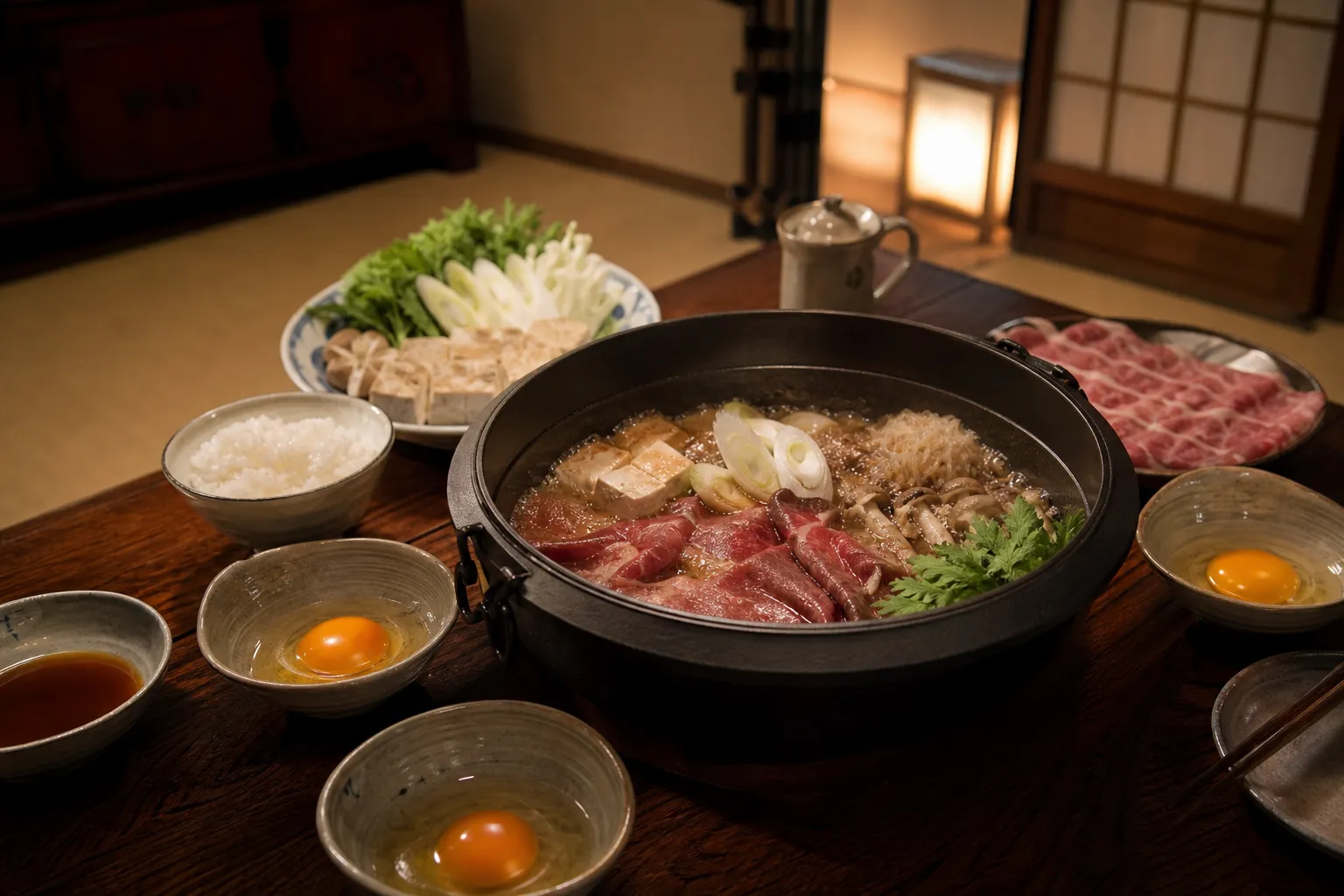 Yonezawa beef served in a typical setting