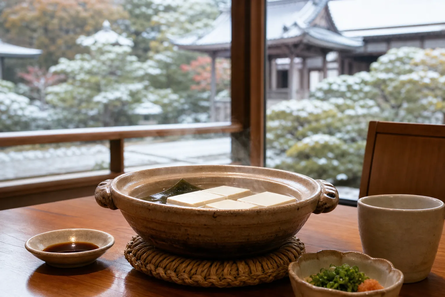 Yudofu served in a typical setting